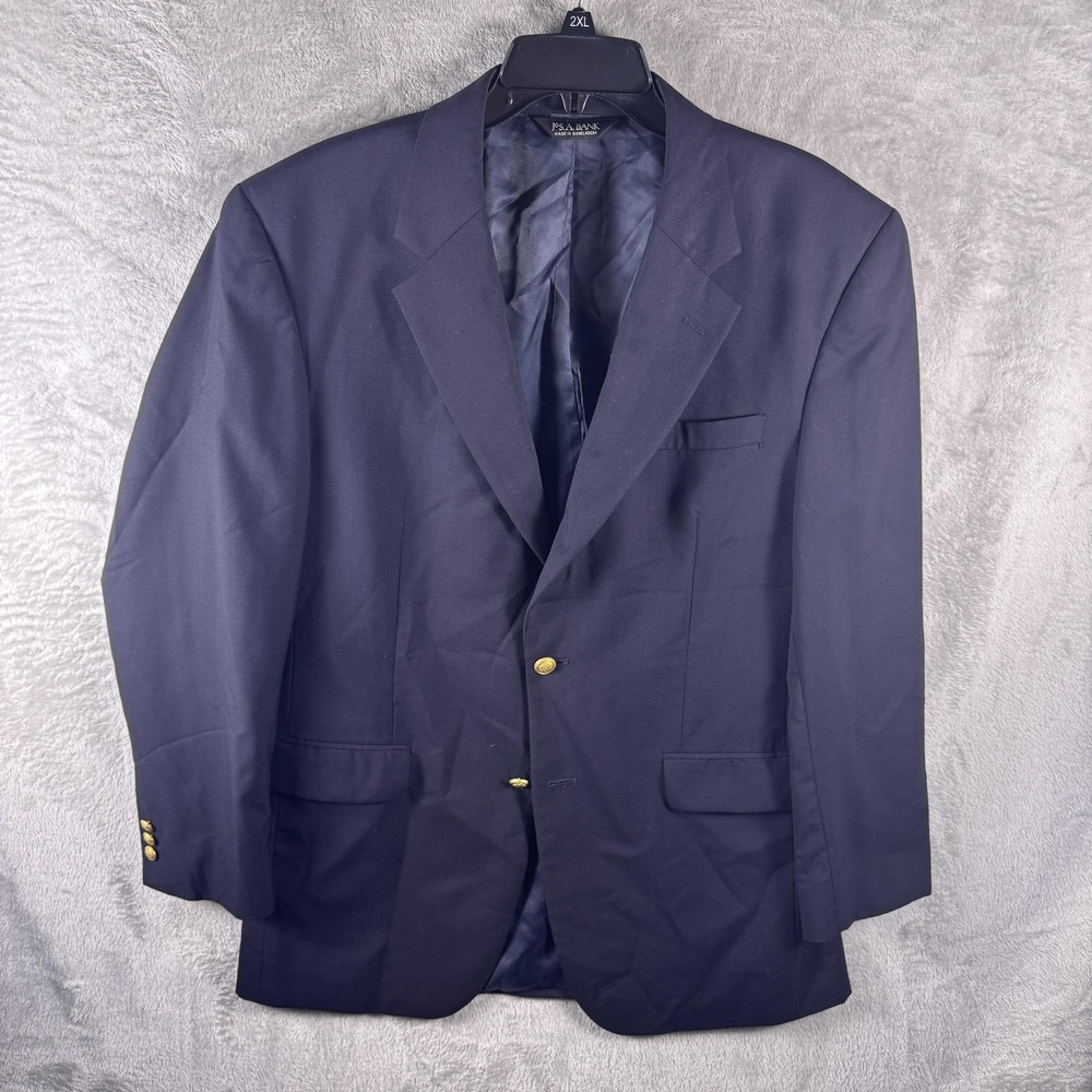 Jos. A. Bank Blazer Mens 42L Navy Blue Wool Classic Fit Sport Coat Jacket